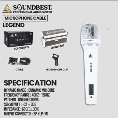 Mic Kabel SOUNDBEST LEGEND - Microphone Dynamic + Hardcase - Hitam Putih