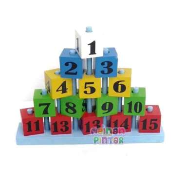Mainan Kayu Pintar Piramid Kayu Angka - Mainan Edukasi Anak