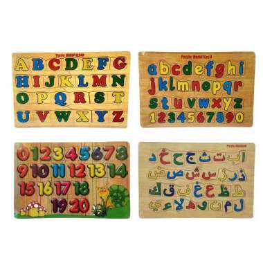 Puzzle Kayu Belajar Huruf Angka Dan Hijaiyah