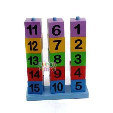 Menara Angka Warna - Mainan Edukasi Anak - Mainan Kayu Pintar