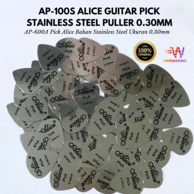 Pick Gitar Alice AP-100S Bahan Stainless Steel Ukuran 0.30mm (SATUAN) / Guitar Pick Alice Stainless