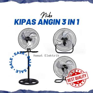 Kipas Angin Besi Tornado Turbo 18 inch Niko 3 in 1 Meja Duduk / Berdiri Standing / Gantung Dinding t
