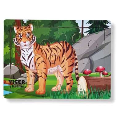 Mainan Kayu Pintar Puzzle Kayu Jigsaw Gambar Harimau
