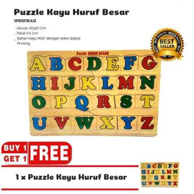 Mainan Kayu Pintar Buy 1 Get 1 Puzzle Kayu Huruf Besar / Puzzle Kayu Huruf Besar