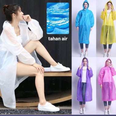 Jas Hujan Korea EVA Jas Hujan Poncho Tebal Mantel Baju Hujan Terusan Transparan Jas Hujan Pria Wanit