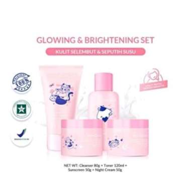 BIOAQUA Skincare Anak Paket 4pcs Milk Niacinamide Glowing & Brightening BIOAQUA Tea Tree Oligopeptid