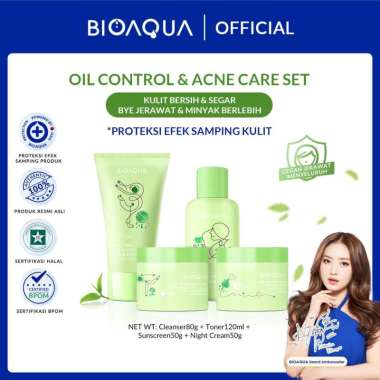 BIOAQUA Skincare Anak Paket 4pcs Milk Niacinamide Glowing & Brightening BIOAQUA Tea Tree Oligopeptid