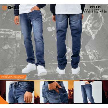EMBA JEANS - Celana Panjang Pria Regular Fit Non Stretch Material Denim - Cello 33 Dark Ball Wash