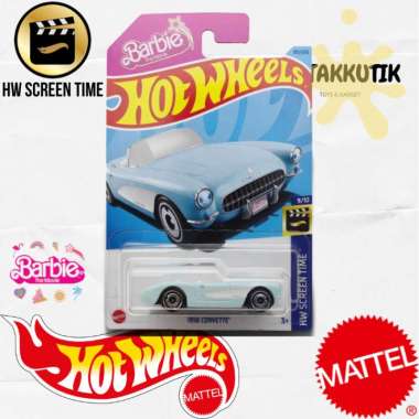Hotwheels Mobil Sedan 1956 Corvette Biru Barbie Lot Q 2023 HW Screen Time