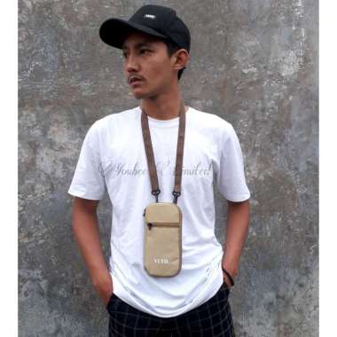 Tas selempang hp mini leher gantung hanging wallet Kartu hp termurah KREM