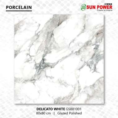 Granit Lantai Glossy Polished 80x80 - Delicato White | Sun Power