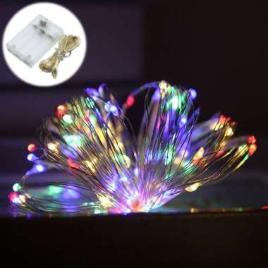 Lampu Tumblr Tumbler 50 LED 10 Meter Dekorasi Baterai Battery Rainbow