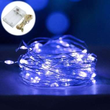 Lampu Tumblr Tumbler 50 LED 10 Meter Dekorasi Baterai Battery Biru