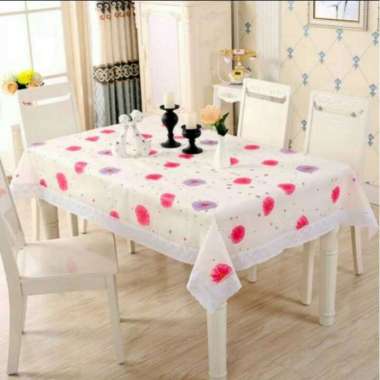 Taplak Meja Makan Anti Air Motif Renda Bunga EVA WaterProof random