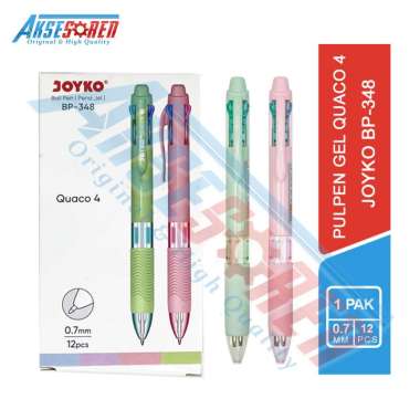 Aksesoren Ballpoint Joyko Quaco 4 [BP-348/12Pcs/4 Warna] / Ballpoint Bolpen Pena Pen Polpen Tinta Wa