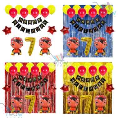 Paket Dekorasi Hiasan Balon Ulang Tahun Happy Birthday Boboiboy Gold