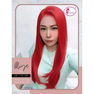 Ryuuta Wig Half Lace Wig Free Parting Miya Deep Part Miya Red Merah