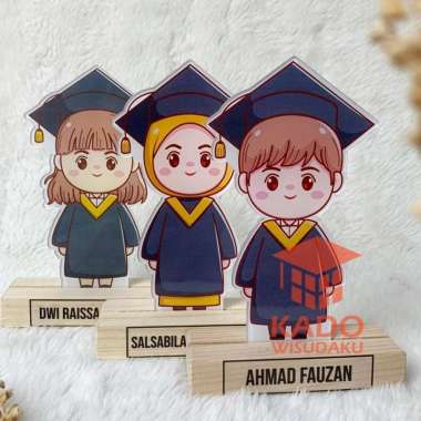 Plakat Wisuda Lucu Kayu Custom Nama Cewek