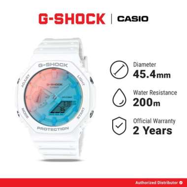 G-Shock GA-2100TL-7ADR Beach Time Lapse Series Jam Tangan Digital Analog Dial White Resin Band