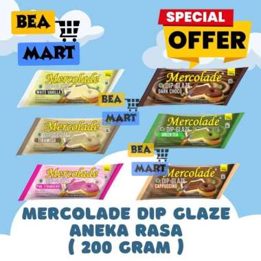 Mercolade Dip Glaze Dark Choco / Green Tea / Pink Strawberry / Cappucino 200 gr | Topping Donat Cair