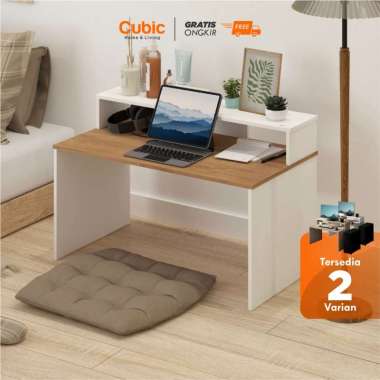 Cubic Meja Komputer Rumah / Meja Kerja Lesehan Minimalis / YAGI LT 81 Set Tray-Wahana Teak