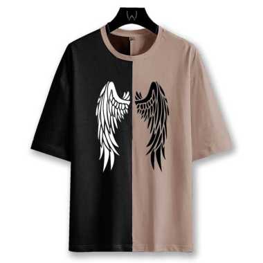ERICO - Baju Atasan Kaos Angel Wings Distro Trend Kombinasi Lengan Pendek Pria Terbaru Coksu XL