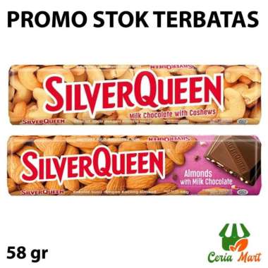 Coklat Silverqueen Cashew Almond 58gr Cokelat Silver Queen Kacang Mede Almond