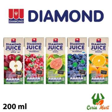 Jus Buah Diamond Juice 200 ml Cranberry Blueberry Apel Jeruk Guava Ctn Cranberry