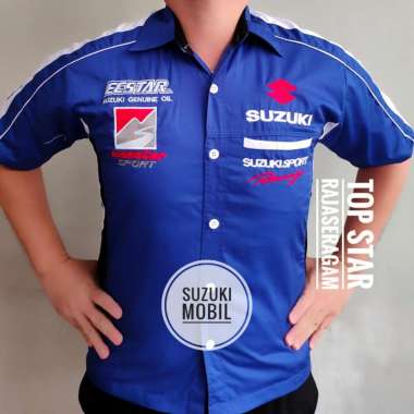 Baju Seragam Otomotif SUZUKI Baju Komunitas Moto GP Kemeja Bordir F1 Bengkel Montir Balap XL