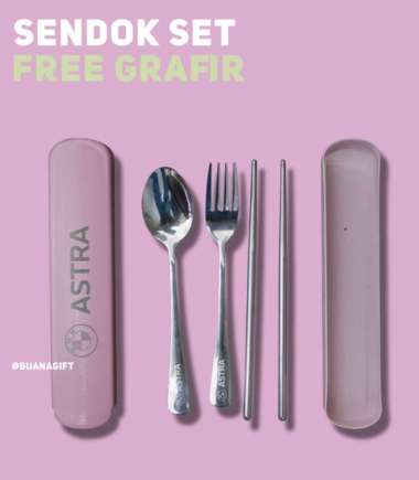 Sendok garpu sumpit set free grafir Hijau