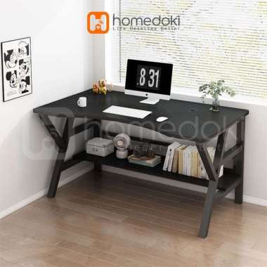 Homedoki Meja Komputer Meja Gaming Minimalis Modern Meja Laptop Meja Belajar Meja kantor Hitam
