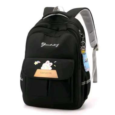 tas sekolah anak perempuan tas gambar kelinci tas anak sd smp - Hitam Hitam