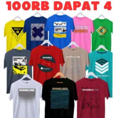 Kaos Motif Distro 100rb Dapat 4 Pcs / Baju Kaos Distro Pria Wanita RANDOM / ACAK L