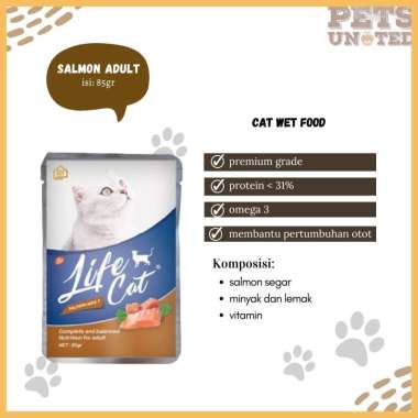 Life Cat Pouch Adult 85GR - Makanan Basah Kucing Dewasa Life Cat Wet Food SALMON
