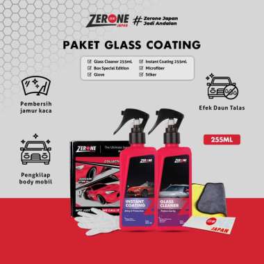Zerone Japan Paket Glass Coating 255ml Pembersih Jamur Kaca Mobil Pengkilap Body Mobil Ampuh