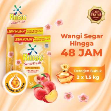 Rinso Anti Noda Japanese Peach Detergent Bubuk [1.5 Kg] isi 2 Pcs