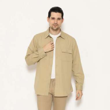 AMK Kemeja Polos Oversize Lengan Panjang SHS GIANT L/S Beige L