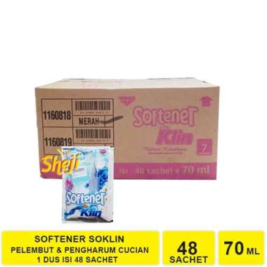 1 DUS ISI 48 SACHET SOFTENER SOKLIN 70 ML SOFT.MERAH 1DUS