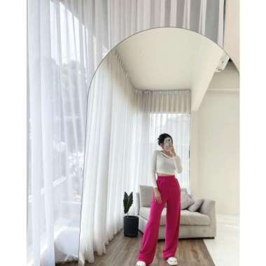 celana kulot knit highwaist wanita // kulot knit rib adem tebal - mustard fuschia