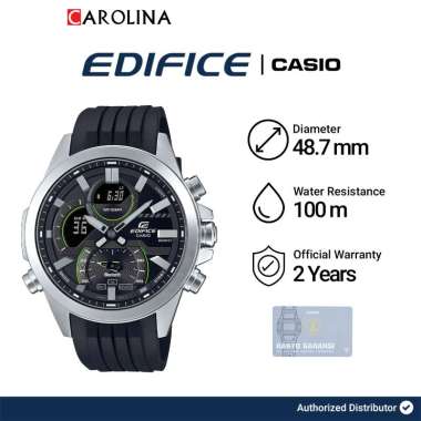Jam Tangan Pria Casio Edifice ECB-30P-1A Smartphone Link Model Black Dial Black Resin Band