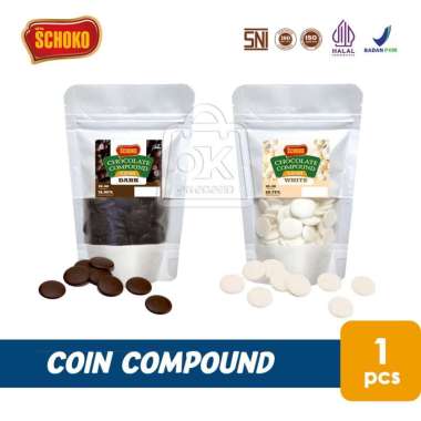 Coklat Schoko KOIN Dark / White / Milk Compound Chocolate COIN Cokelat (Repack) DARK COIN 250g