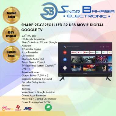 SHARP 2T-C32EG1i LED 32 USB MOVIE DIGITAL GOOGLE TV (NEW) (KHUSUS BANDUNG)