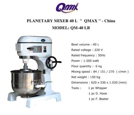 QMAX QM-40LB Planetary Mixer - Mesin Mixer Roti Kue Mixer Kapasitas 40 L - QM40LB QM 40 LB