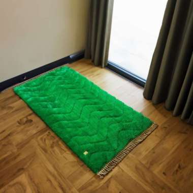 Sejadah Bulu Quilting Antislip Ukuran 115x60cm Free Tas Premium LP Hijau Botol