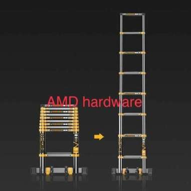 Tangga Teleskopik Telescopic 3.5M 3,5 Meter Lipat Aluminium DT Hitam
