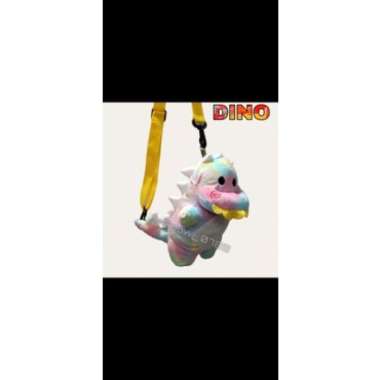 Tas Selempang Boneka DINO // tas Hp Boneka PUTIH RAINBOW