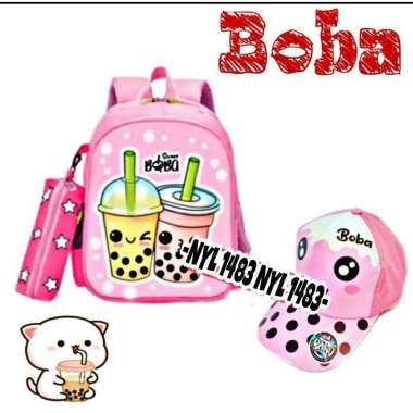 / Tas BOBA 3 in1/ Tas Ransel Anak Sekolah TK -SD/ Free Tempat pensil+ Topi Boba dan Alat tulis anak 