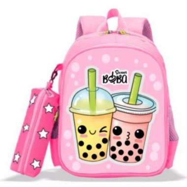 / Tas BOBA 3 in1/ Tas Ransel Anak Sekolah TK -SD/ Free Tempat pensil+ Topi Boba dan Alat tulis anak 