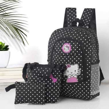 Tas Ransel Sekolah Anak Perempuan 3in1 Hello Kitty - Kitty Pink1 Kitty Hitam