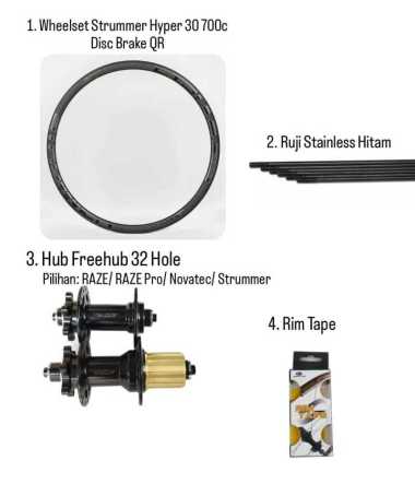 WHEELSET STRUMMER HYPER 30 700C 32HOLE QR TUBELESS STRUMMER 350